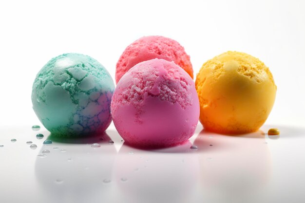 Multicolored ice cream balls Generative AI