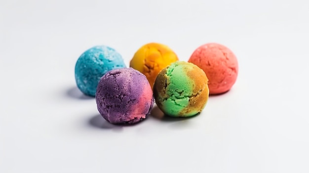 Multicolored ice cream balls Generative AIx9