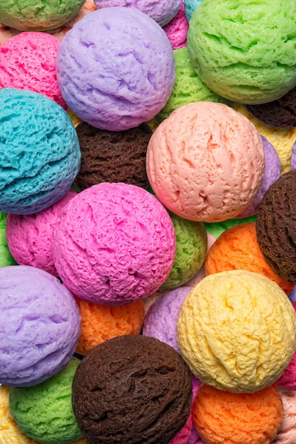 Multicolored ice cream balls