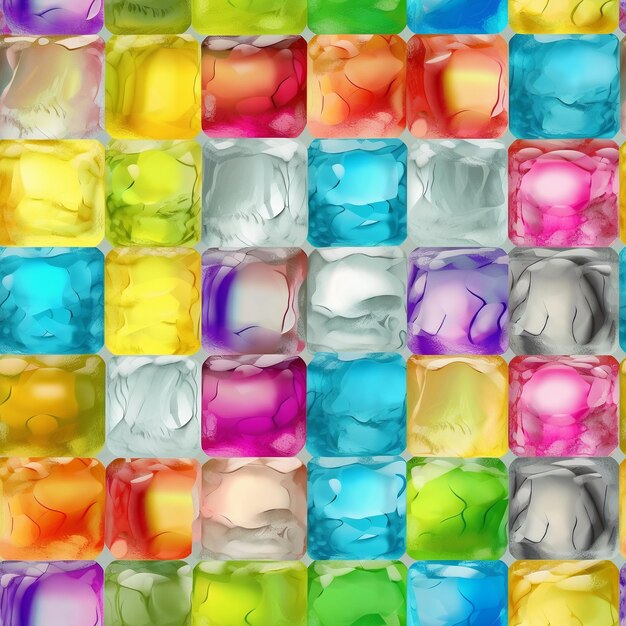 Multicolored ice cubes or candy lollipops seamless tiling pattern generative ai