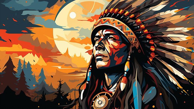 Foto un'illustrazione multicolore che cattura una persona indigena amazzonica