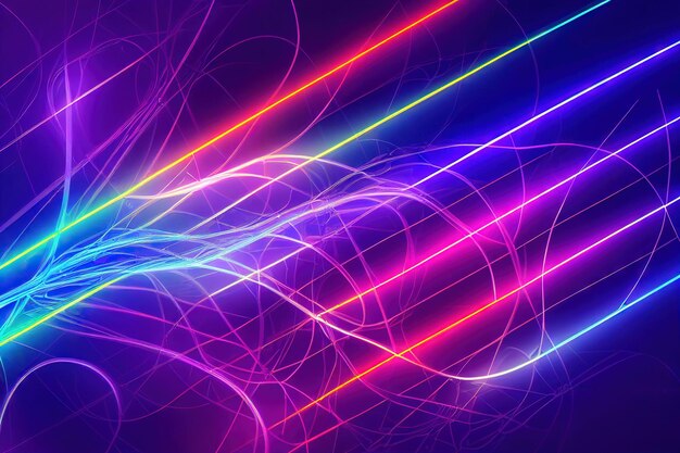 Multicolored laser beams as abstract d render neon background created with generative ai