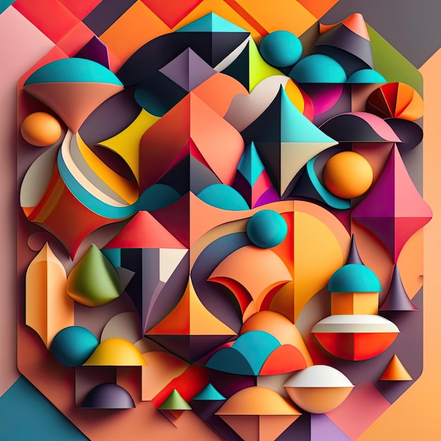 Multicolored Layered Shapes Background