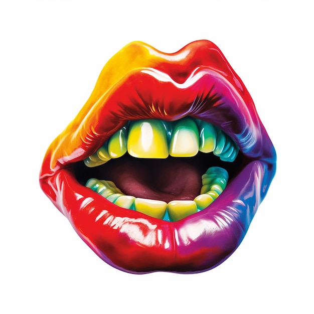 A multicolored lips clip art girl mouth