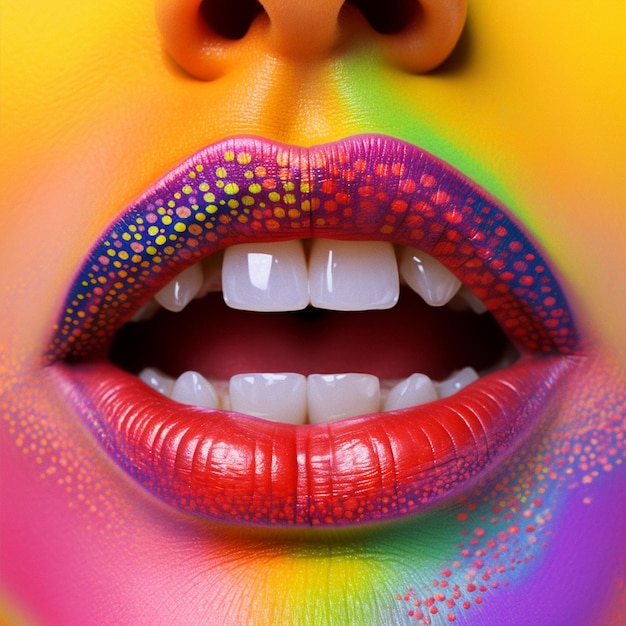 Photo a multicolored lips clip art girl mouth