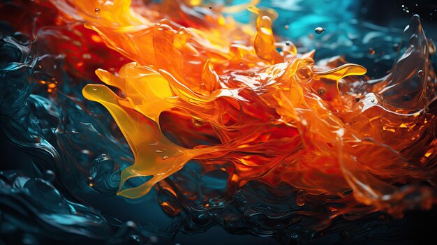 다채로운 액체 스플래시 배경 아름다운 다채로운 워터 아트 사진 AI