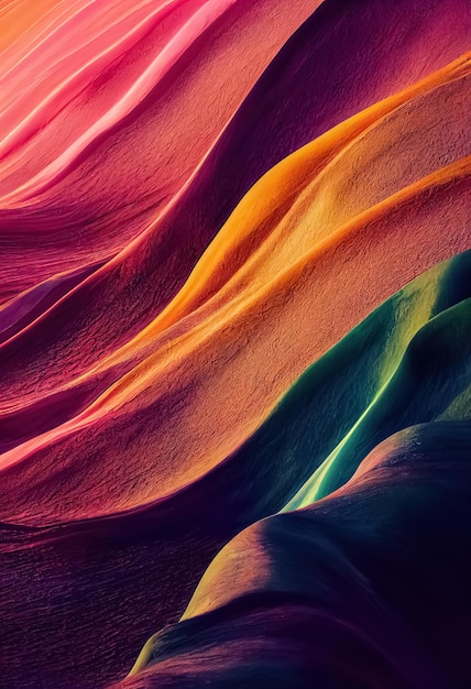 色とりどりの液体波状動的流体抽象的な背景起伏のあるレリーフ 3 D イラスト