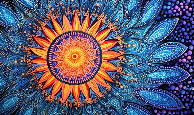 Multicolored mandala vibrant background created using generative ai tools