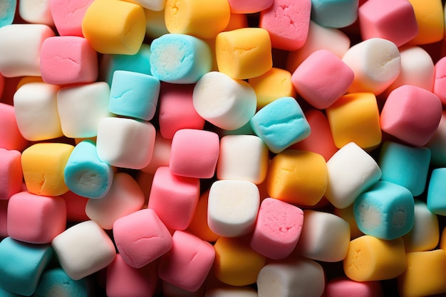 Multicolored marshmallow closeup