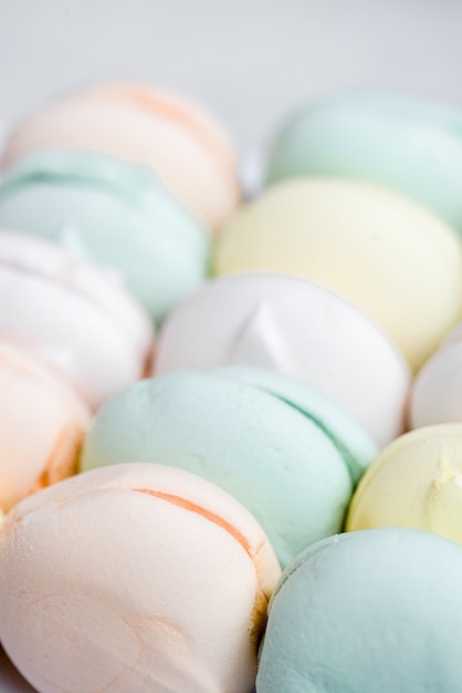 Multicolored marshmallow. colorful sweets. delicious and beautiful zephyr