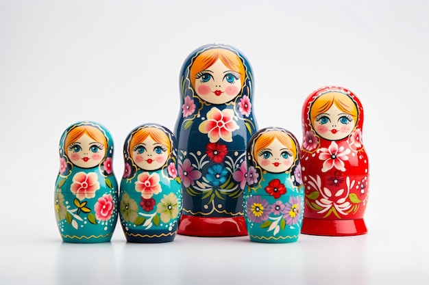 multicolored matryoshka doll on a white background Generative AI