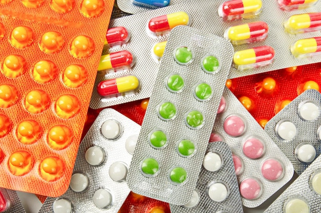 Fondo multicolore delle pillole della medicina