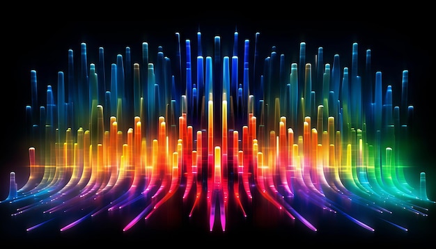 Multicolored neon lights in a gradient formation Generative ai