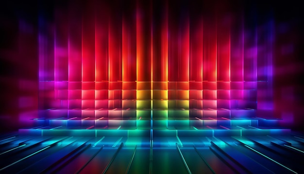 Photo multicolored neon lights in a gradient formation generative ai