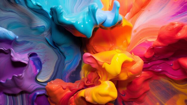 Multicolored paint art Abstract background made of colorful liquid Splashes waves drops