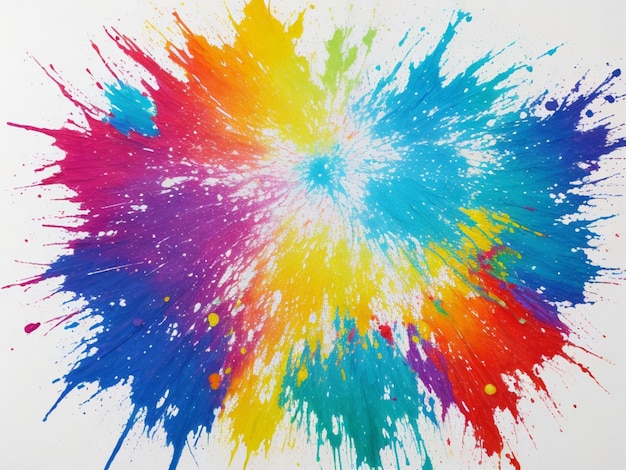 Multicolored paint splatter on pristine background