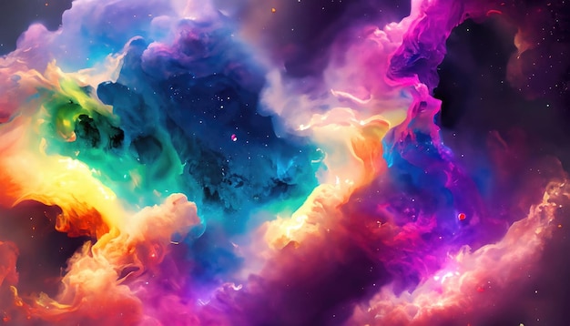 Photo multicolored painted nebula