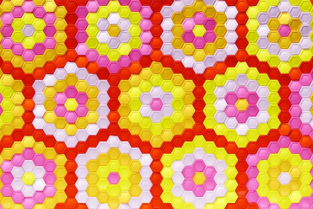 Многоцветная схема шестиугольная схема 3D-визуализация