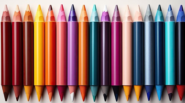 Photo multicolored pencils isolated vector set of bright pencils preparation for school