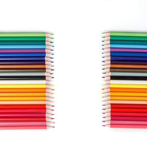 Multicolored pencils in a row