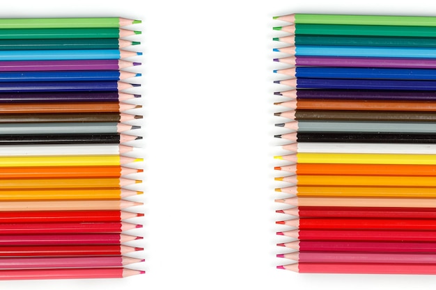 Multicolored pencils in a row