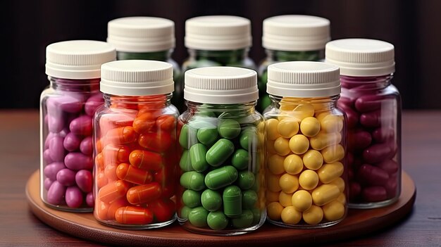 Photo multicolored pills and capsules in plastic uhd wallpaper