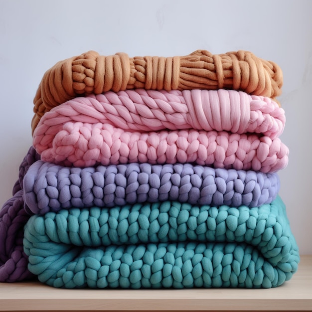 Multicolored plush blankets handmade