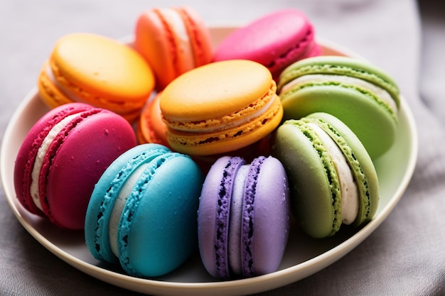 Multicolored rainbow macaron desserts