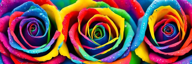 Фото Разноцветные розы цветочная панель яркий баннер естественный фон ai создан