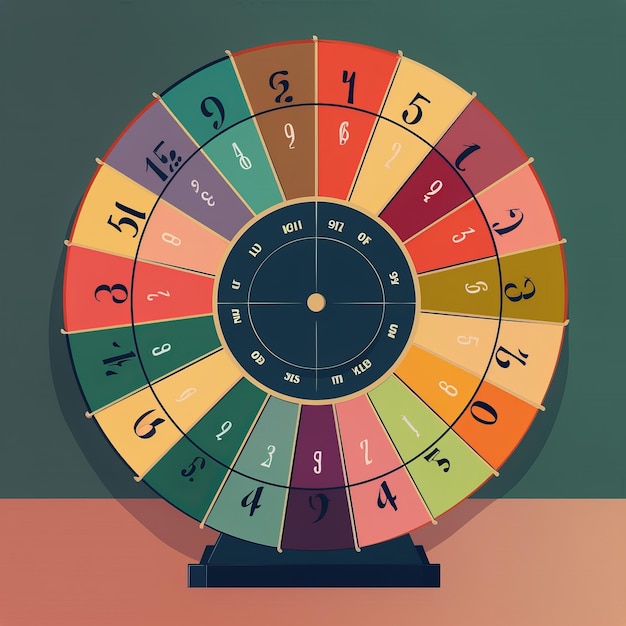 multicolored roulette illustration with numbers