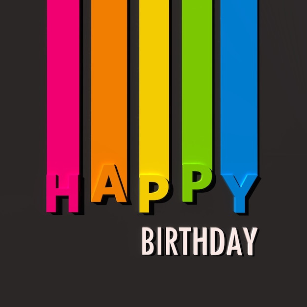 Multicolored sign on black surface with the words Happy Birthday