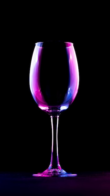 Multicolored silhouette of a glass on a dark background