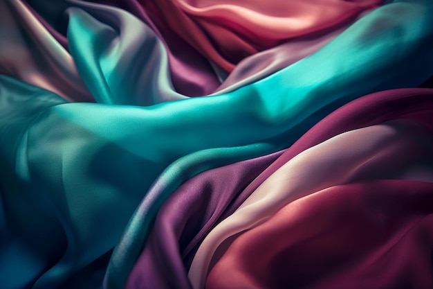Multicolored silk fabric background full framegenerative ai