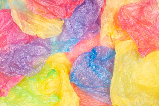 Foto fondo multicolore dei sacchetti della spesa di plastica monouso