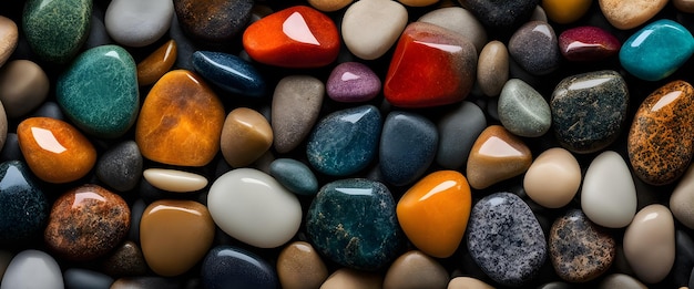 多色の小さな石海辺の自然の背景にれた小石
