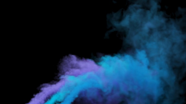 Photo multicolored smoke abstract on black backgroundcolorful smoke floats in the airthe movement of smoke in the air 3d rendering