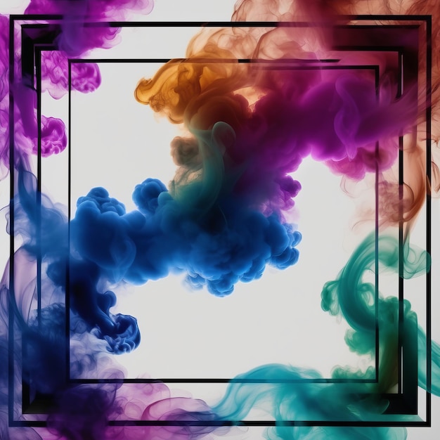 Multicolored smoke in a black frame abstract backgroundmulticolored smoke in a black frame a