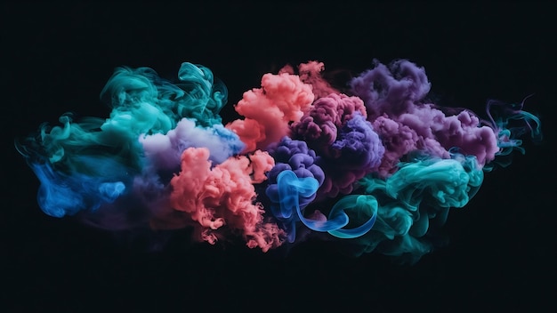 Multicolored smoke clouds on black