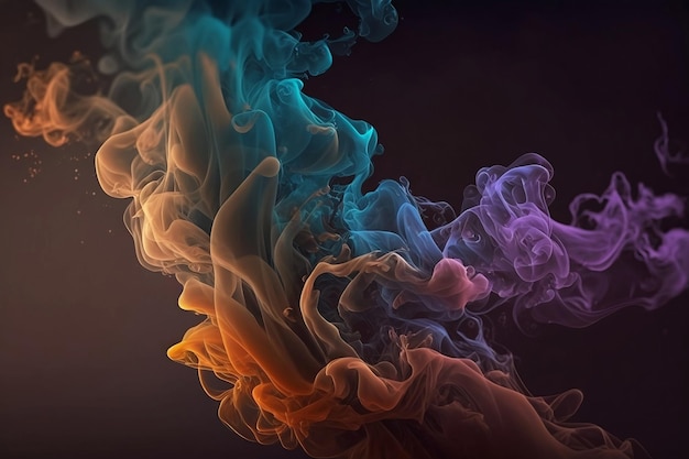 Multicolored smoke gradient on dark background