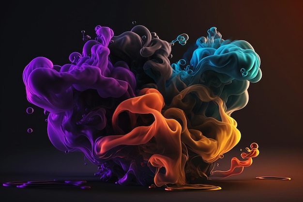 Multicolored smoke gradient on dark background