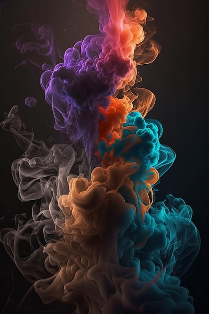 Multicolored smoke gradient on dark background