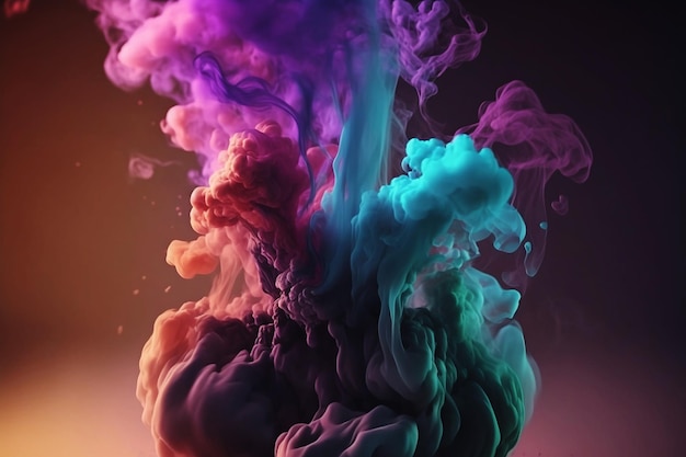 Multicolored smoke gradient on dark background