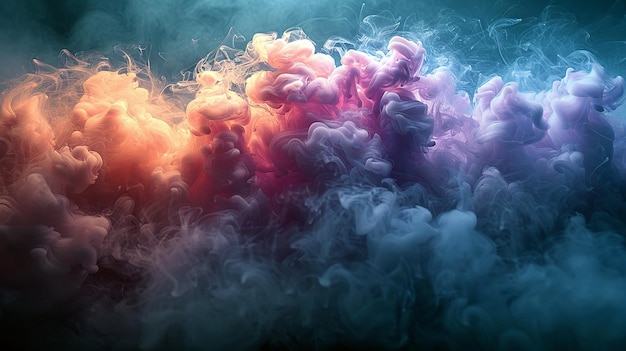 Multicolored smoke of red purple and pink colors