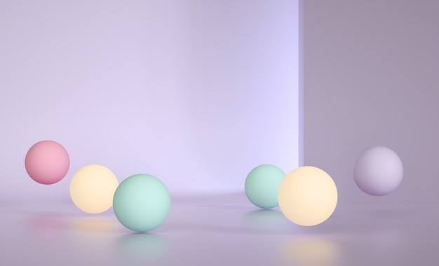 Photo multicolored spheres in a bright room