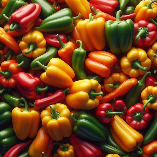 Multicolored spicy Peppers closeup view ai generated capsicum