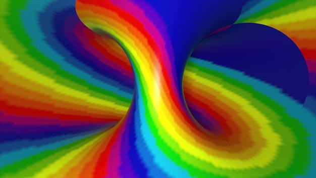 Multicolored spiral shape computer generated 3d rendering abstract rainbow hypnotic animated background