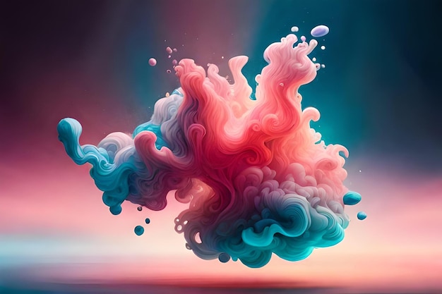 Разноцветное спиральное облако дыма, яркое абстрактное искусство, фон, вода, взрывающиеся цвета, сгенерированные AI