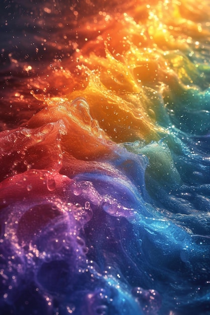 Multicolored splashes of colors on a black background 3d illustration