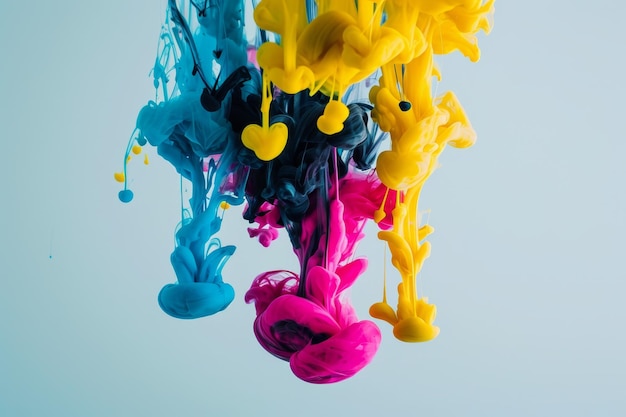 Photo multicolored splashes of colors on a white background 3d illustration