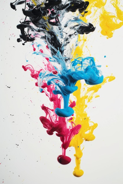 Multicolored splashes of colors on a white background 3d illustration